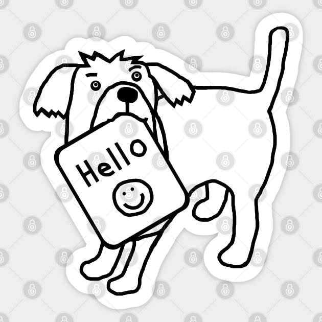 Cute Dog Says Hello Outline Sticker by ellenhenryart